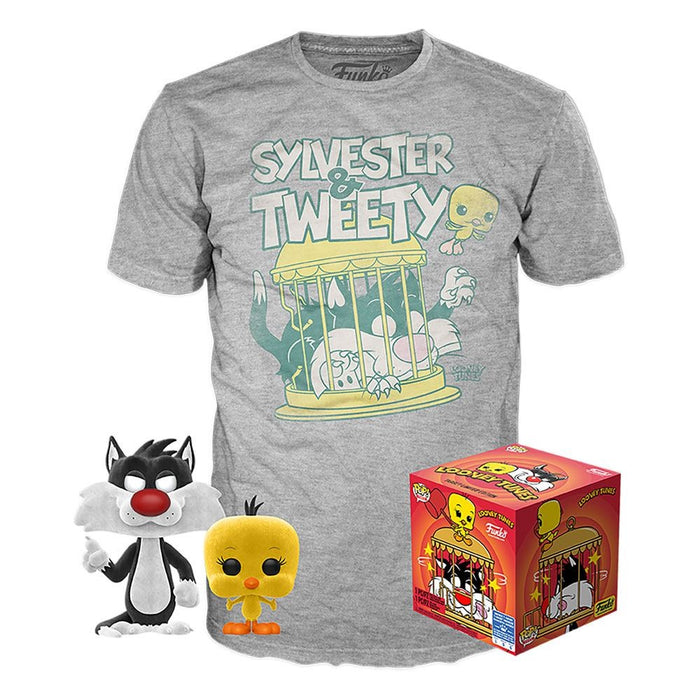Tricou si Figurina Funko Pop Looney Tunes Sylvester & Tweety - Red Goblin