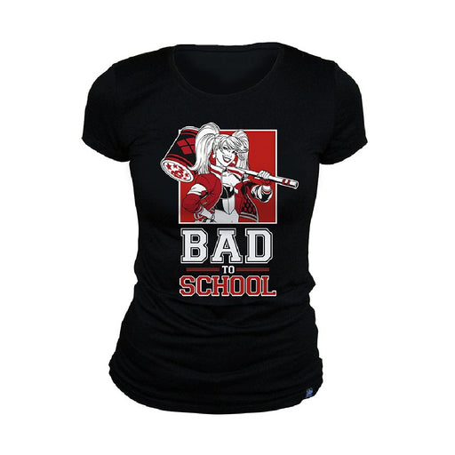 Tricou DC Comics - Harley Quinn Bad to School Negru Dama - Red Goblin