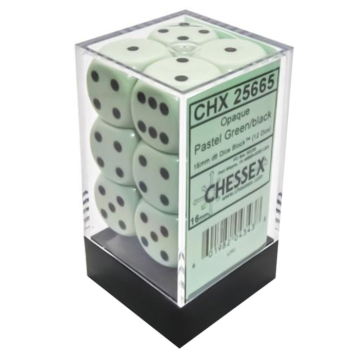 Set 12 Zaruri Chessex Opaque Pastel 16mm d6 Dice Block