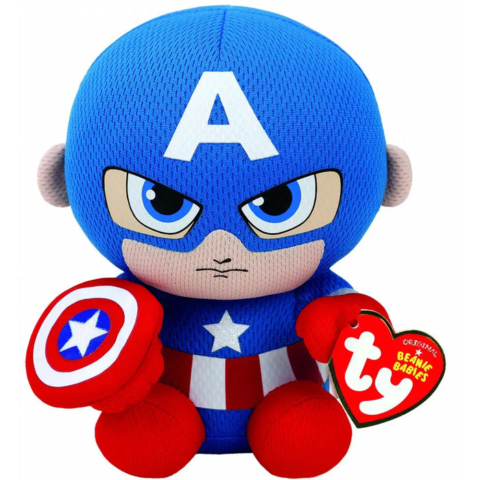 Figurina de Plus Ty 15 cm Beanie Babies Marvel Captain America