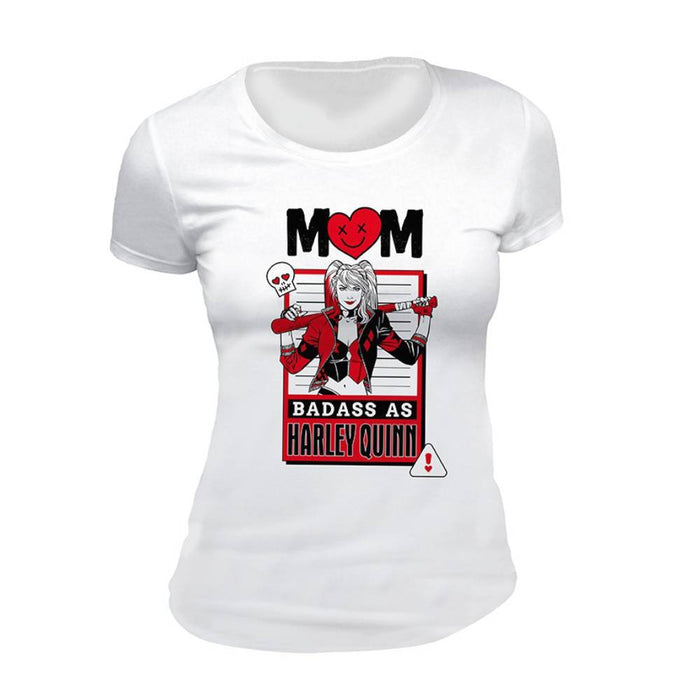 Tricou Dama White DC Comics - Mom Badass as Harley Quinn