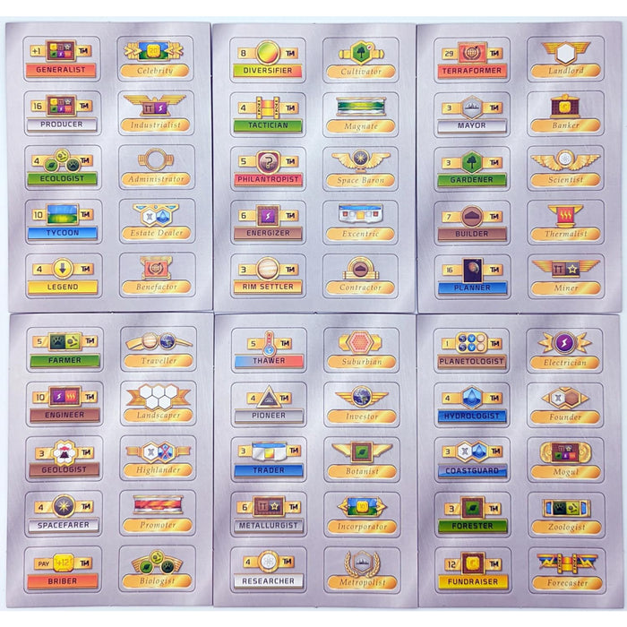 Terraforming Mars - Milestones and Awards