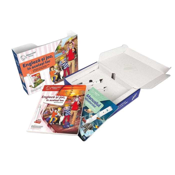 Pachet Raspundel Istetel, creion si carte Engleza si joc, in acelasi loc