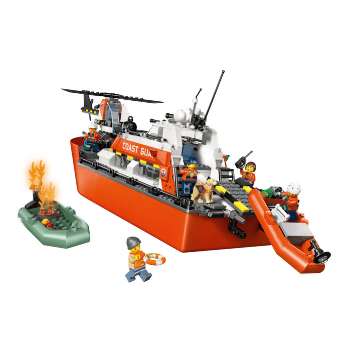 Lego City - Set Barca de salvare si elicopter ale Pazei de Coasta (60504)