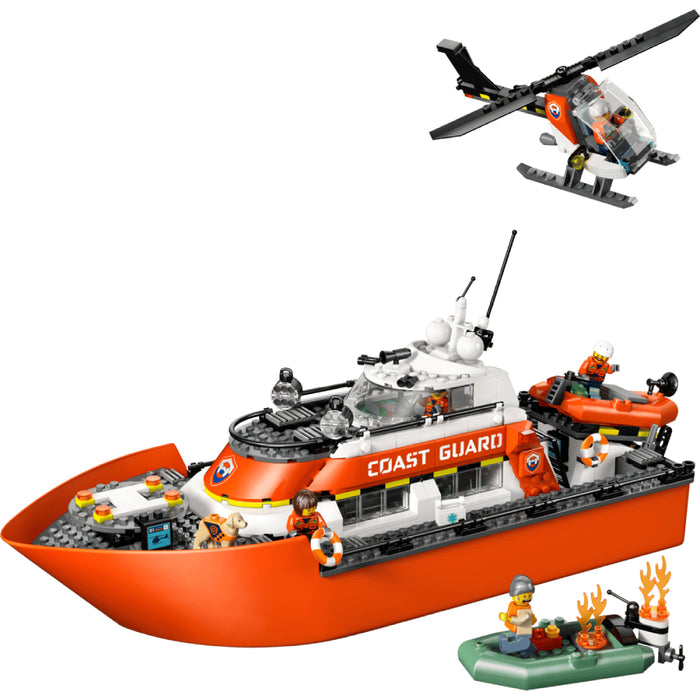 Lego City - Set Barca de salvare si elicopter ale Pazei de Coasta (60504)
