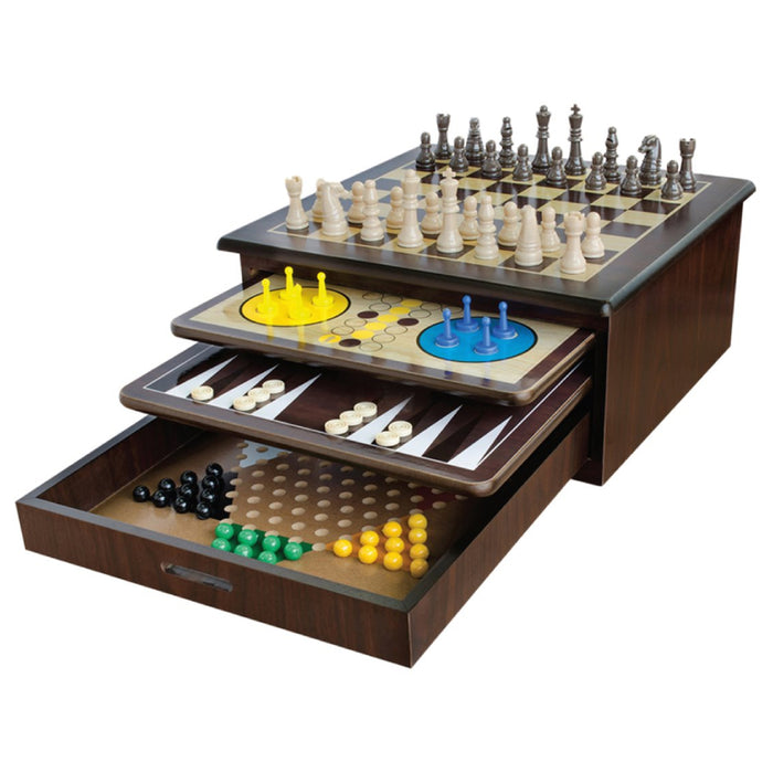 Set 10 Jocuri Deluxe in Cutie din Lemn