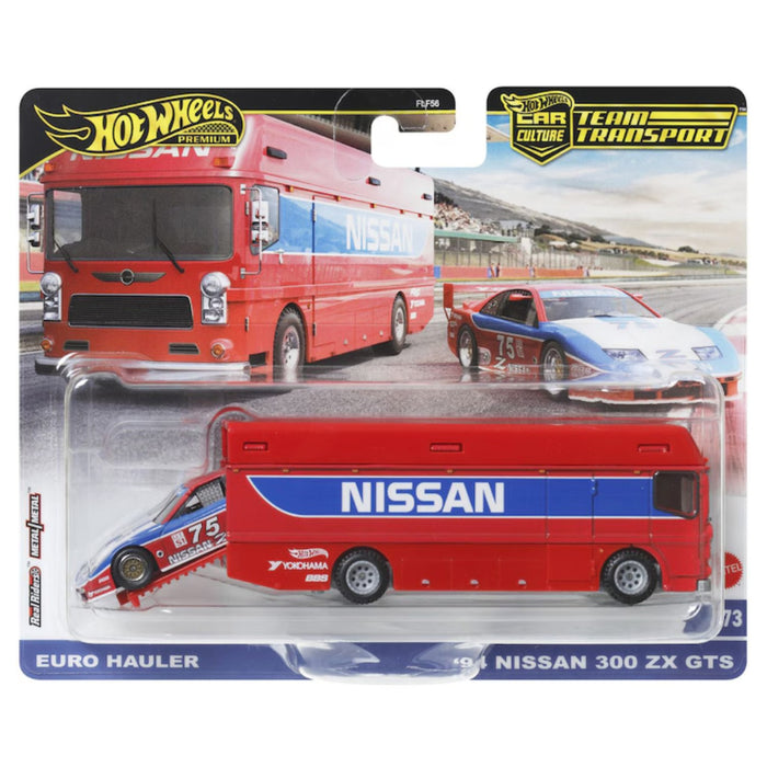 Set 2 Masinute Hot Wheels - Transportator Euro Hauler cu Nissan 300 ZX GTS Scara 1:64