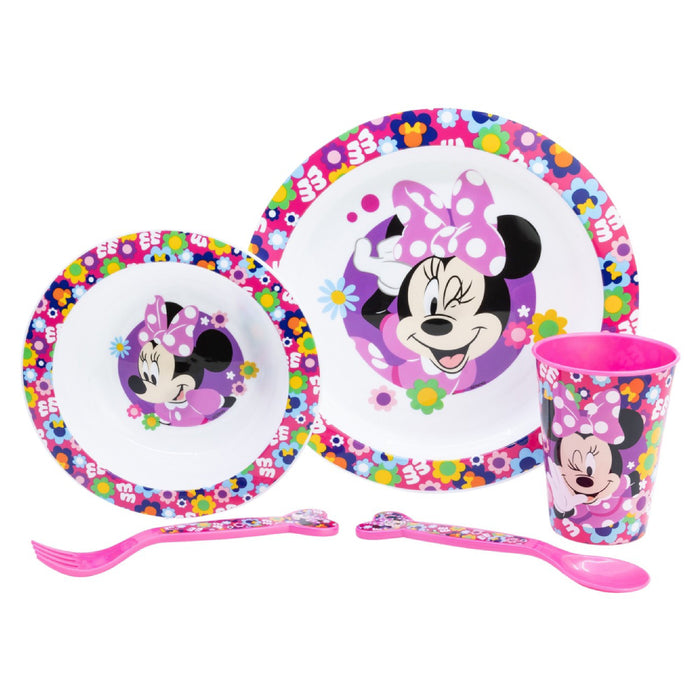 Set masa pentru copii, plastic - 5 piese, Minnie, potrivit pentru microunde