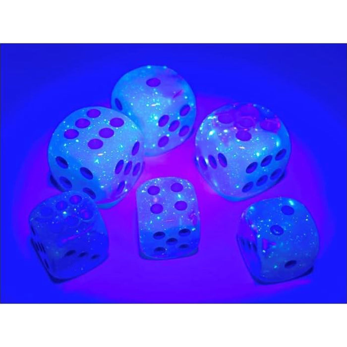 Set 36 Zaruri Gemini 12mm d6 Pearl Turquoise-White/blue Luminary