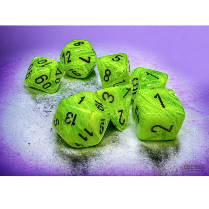 Set 7 Zaruri Chessex Mega-hedral Vortex - Bright Green/black