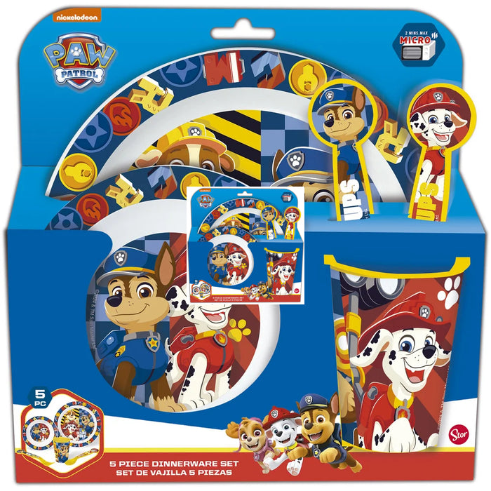 Set masa pentru copii, plastic - 5 piese, Patrula Catelusilor, Boy Rescue Pups, potrivit pentru microunde