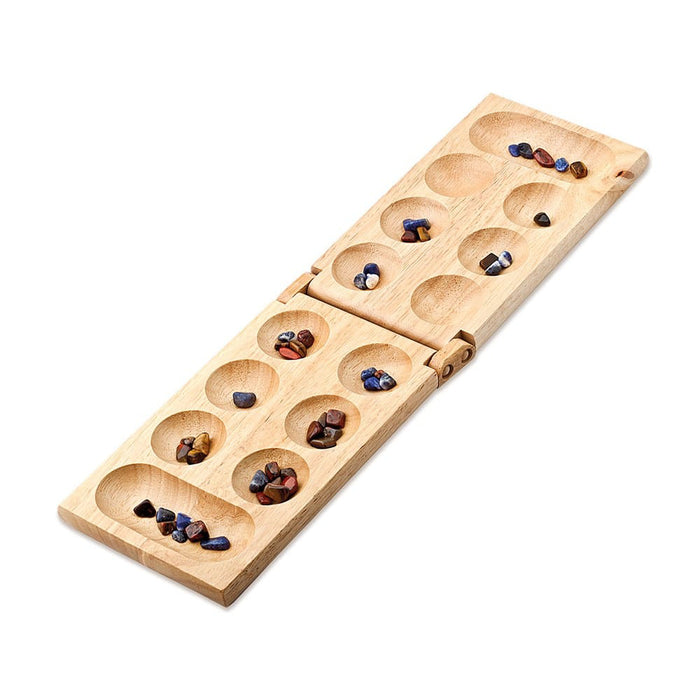 Mancala Cayro, tabla din lemn, 48 pietre naturale