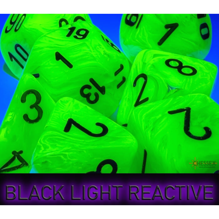 Set 7 Zaruri Chessex Mega-hedral Vortex - Bright Green/black