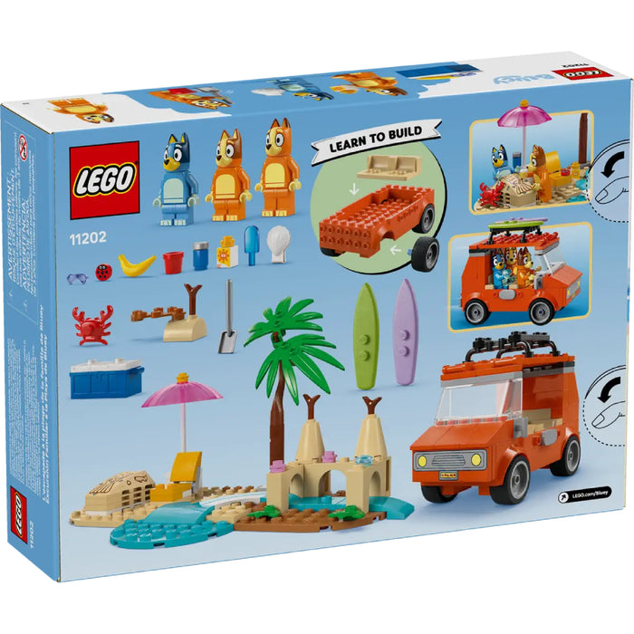 Lego Bluey - Calatoria familiei lui Blue cu masina la plaja (11202)