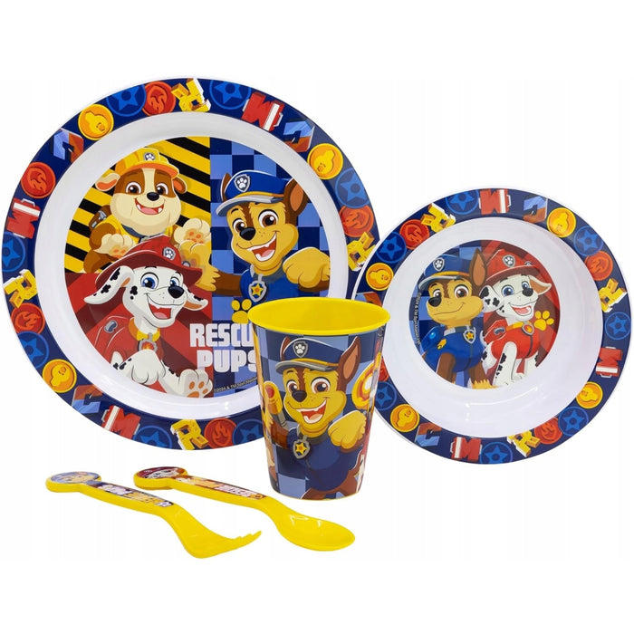 Set masa pentru copii, plastic - 5 piese, Patrula Catelusilor, Boy Rescue Pups, potrivit pentru microunde