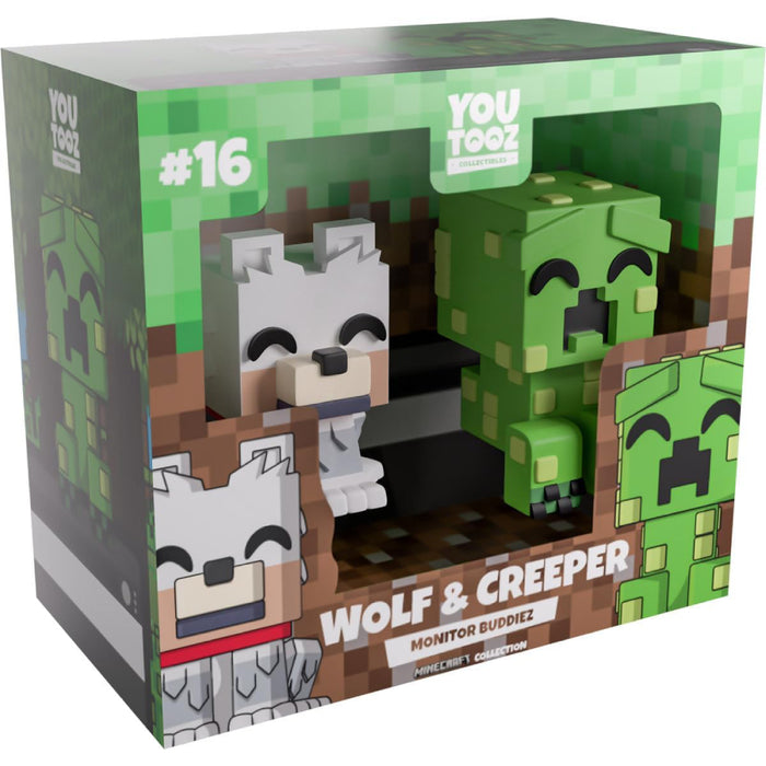 Set 2 Figurine Minecraft - Wolf and Creeper Monitor Buddiez
