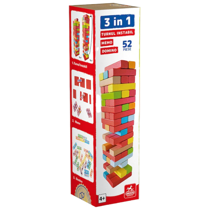 3in1 Turnul instab, memo, domino