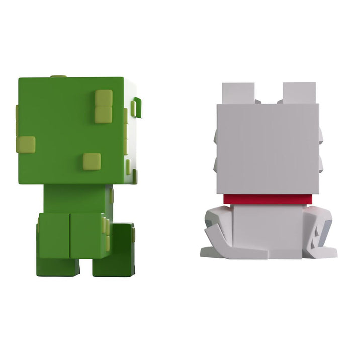 Set 2 Figurine Minecraft - Wolf and Creeper Monitor Buddiez