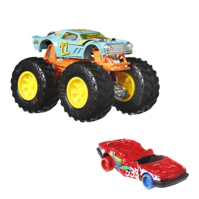 Set 2 Masini Hot Wheels - Monster Truck si Masinuta Metalica Night Shifter