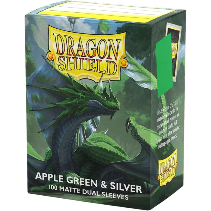 Sleeve-uri Dragon Shield Standard size - Matte Dual - Apple Green & Silver (100 bucati)