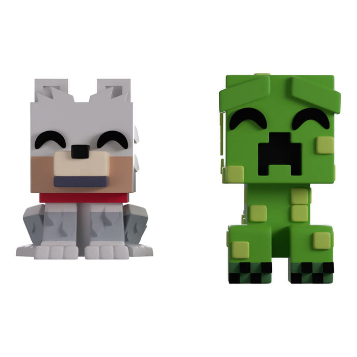 Set 2 Figurine Minecraft - Wolf and Creeper Monitor Buddiez