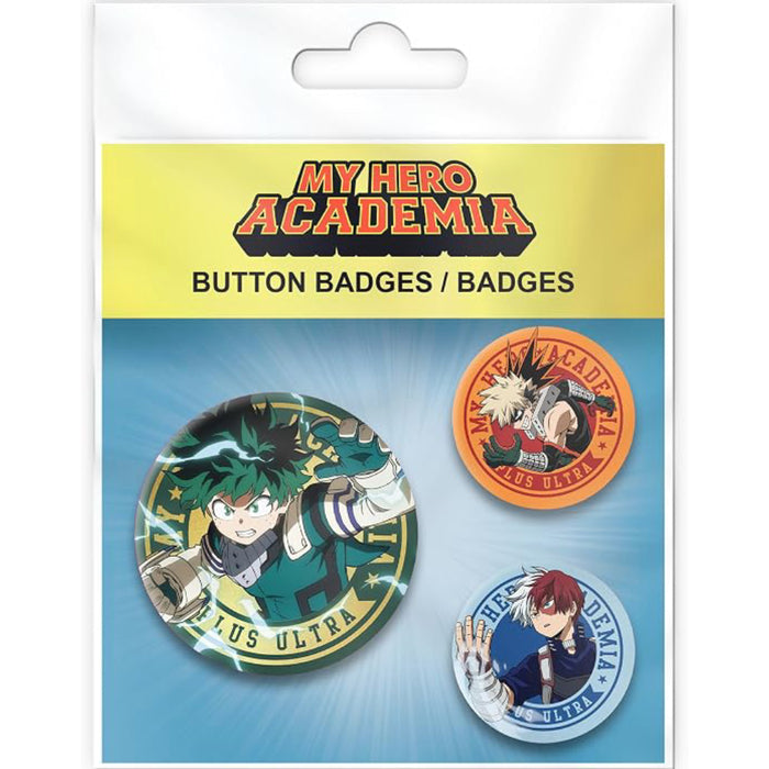 Set Insigne My Hero Academia - Midoriya, Bakugo & Todoroki