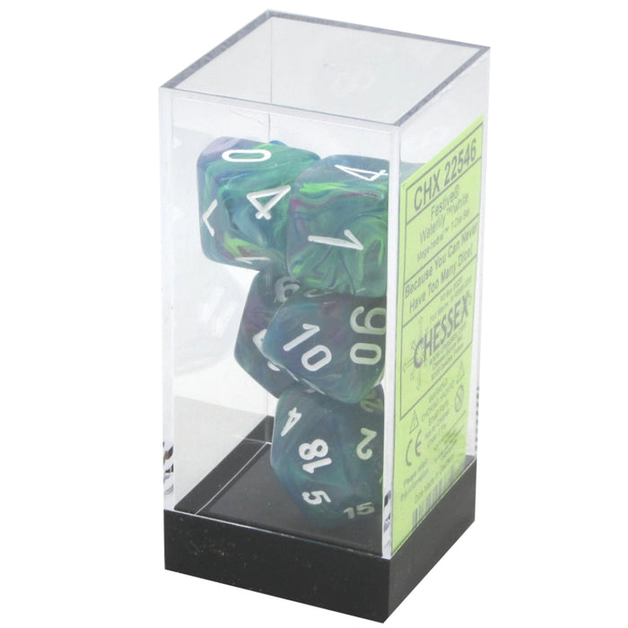 Set 7 Zaruri Chessex Mega-hedral Festive - Waterlily/Alb