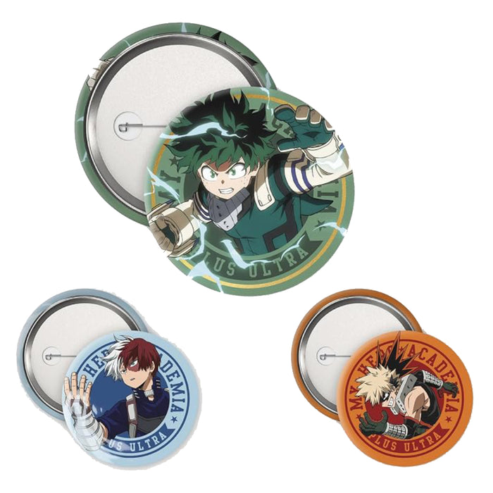 Set Insigne My Hero Academia - Midoriya, Bakugo & Todoroki