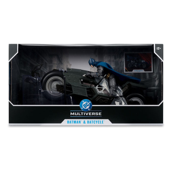 Figurina Articulata The Flash DC Multiverse - Vehicle Batcycle with Batman