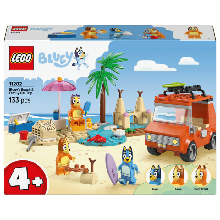 Lego Bluey - Calatoria familiei lui Blue cu masina la plaja (11202)