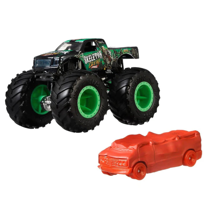 Set 2 Masini Hot Wheels - Monster Truck si Masinuta Metalica Skeleton Crew