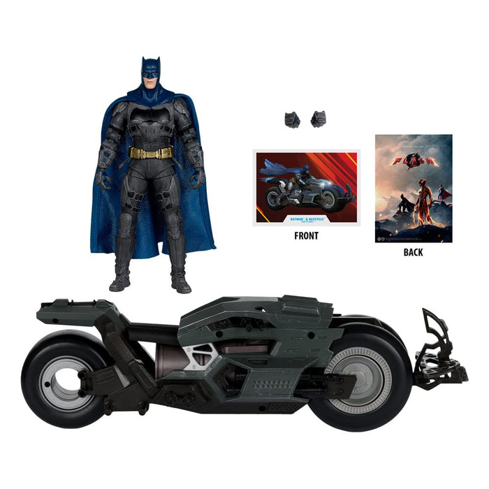 Figurina Articulata The Flash DC Multiverse - Vehicle Batcycle with Batman
