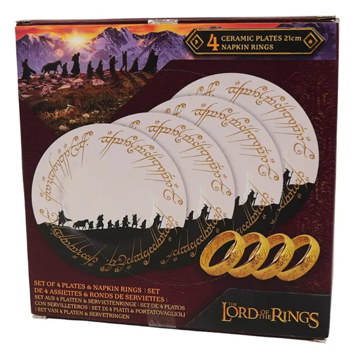 Set 4 Farfurii si 4 inele pentru servetele - Lord of the Rings