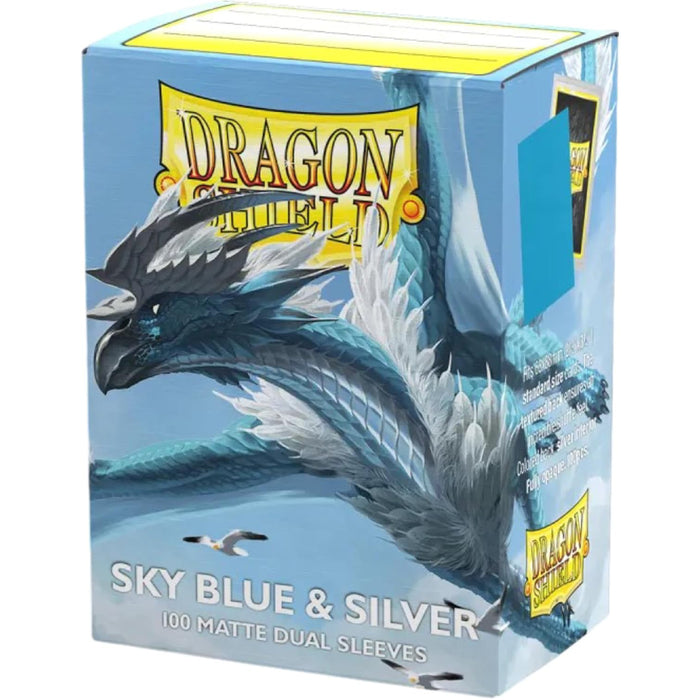Sleeve-uri Dragon Shield Standard size - Matte Dual - Sky Blue & Silver (100 bucati)