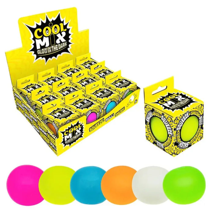 Minge Cool Mix antistres squishy, fosforescenta, moale si elastica, 6 cm