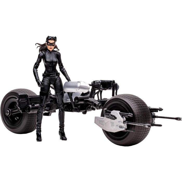 Set Figurina Articulata si Vehicul DC Multiverse Vehicle Batpod with Catwoman (The Dark Knight Rises)