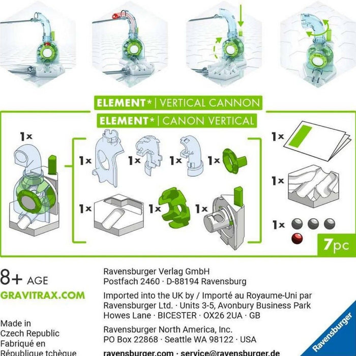 Joc de constructie Gravitrax, Vertical Cannon, set de accesorii, Tunul Vertical