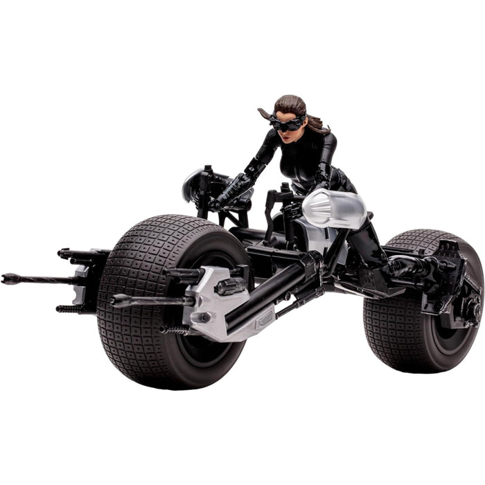 Set Figurina Articulata si Vehicul DC Multiverse Vehicle Batpod with Catwoman (The Dark Knight Rises)