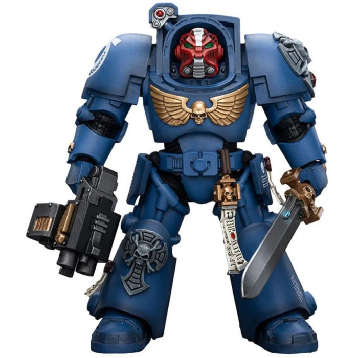 Figurina Articulata Warhammer 40k 1/18 Ultramarines Terminator Squad Sergeant with Power Sword and Teleport Homer 12 cm