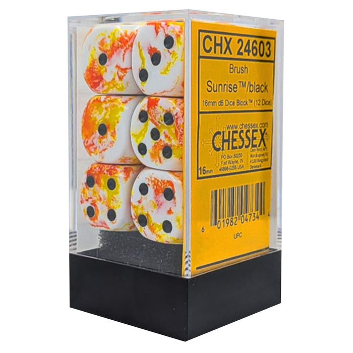 Set 12 Zaruri Chessex Brush d6 Dice 16mm