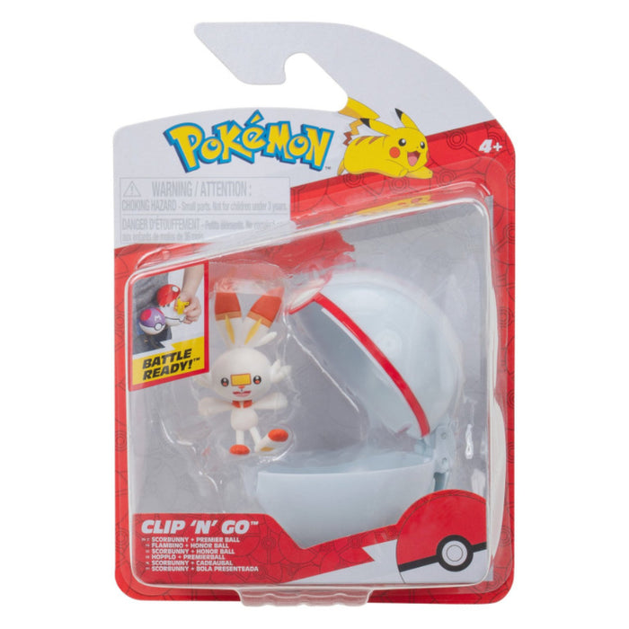 Set 2 Figurine Clip n Go Pokemon - Scorbunny with Premier Ball W19