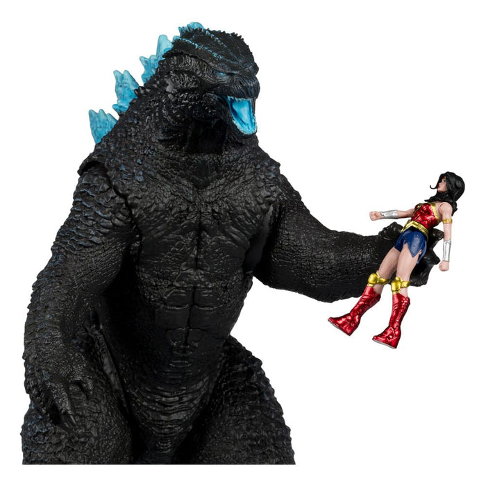 Set 2 Figurine Articulate DC Justice League Monsterverse DC Multiverse - Wonder Woman Vs Atomic Blast Godzilla 18 cm