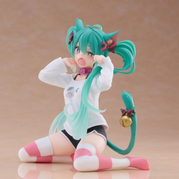 Figurina Hatsune Miku PVC - Desktop Cute Figure Hatsune Miku Cat Ear T-Shirt Ver. 13 cm