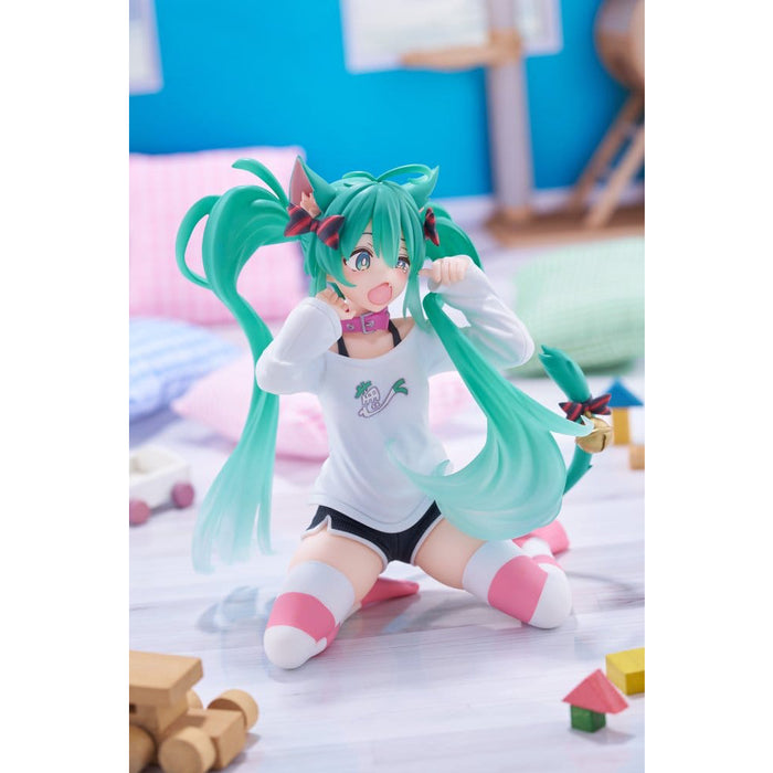 Figurina Hatsune Miku PVC - Desktop Cute Figure Hatsune Miku Cat Ear T-Shirt Ver. 13 cm