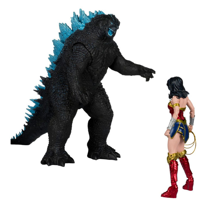 Set 2 Figurine Articulate DC Justice League Monsterverse DC Multiverse - Wonder Woman Vs Atomic Blast Godzilla 18 cm