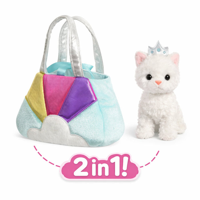 Set geanta pentru copii cu jucarie de plus Fancy Pals, 2 in 1 - Pisica alba, Geanta multicolorata, 20 cm