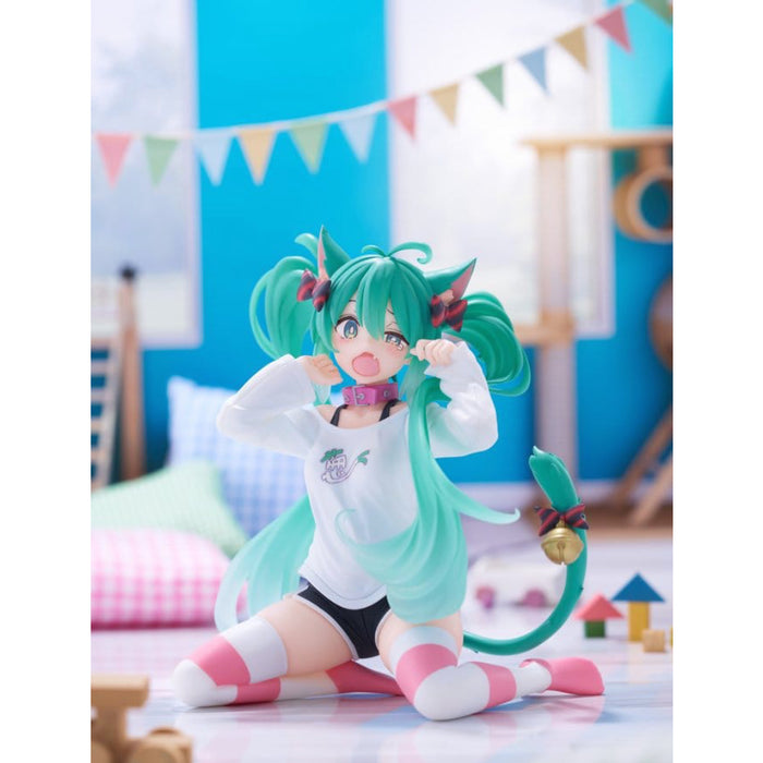Figurina Hatsune Miku PVC - Desktop Cute Figure Hatsune Miku Cat Ear T-Shirt Ver. 13 cm