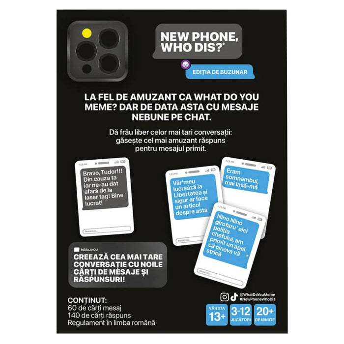 New Phone, Who Dis? editia de buzunar, licenta WDYM - joc de petrecere, limba romana