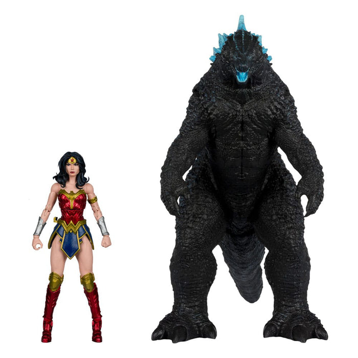 Set 2 Figurine Articulate DC Justice League Monsterverse DC Multiverse - Wonder Woman Vs Atomic Blast Godzilla 18 cm