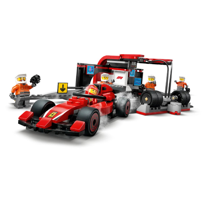 Lego City - Boxa si mecanici F1 cu masina Ferrari (60443)